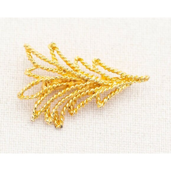 Vintage Abstract Gold Tone Christmas Pine Tree Holiday Brooch - A11 - Picture 2 of 3